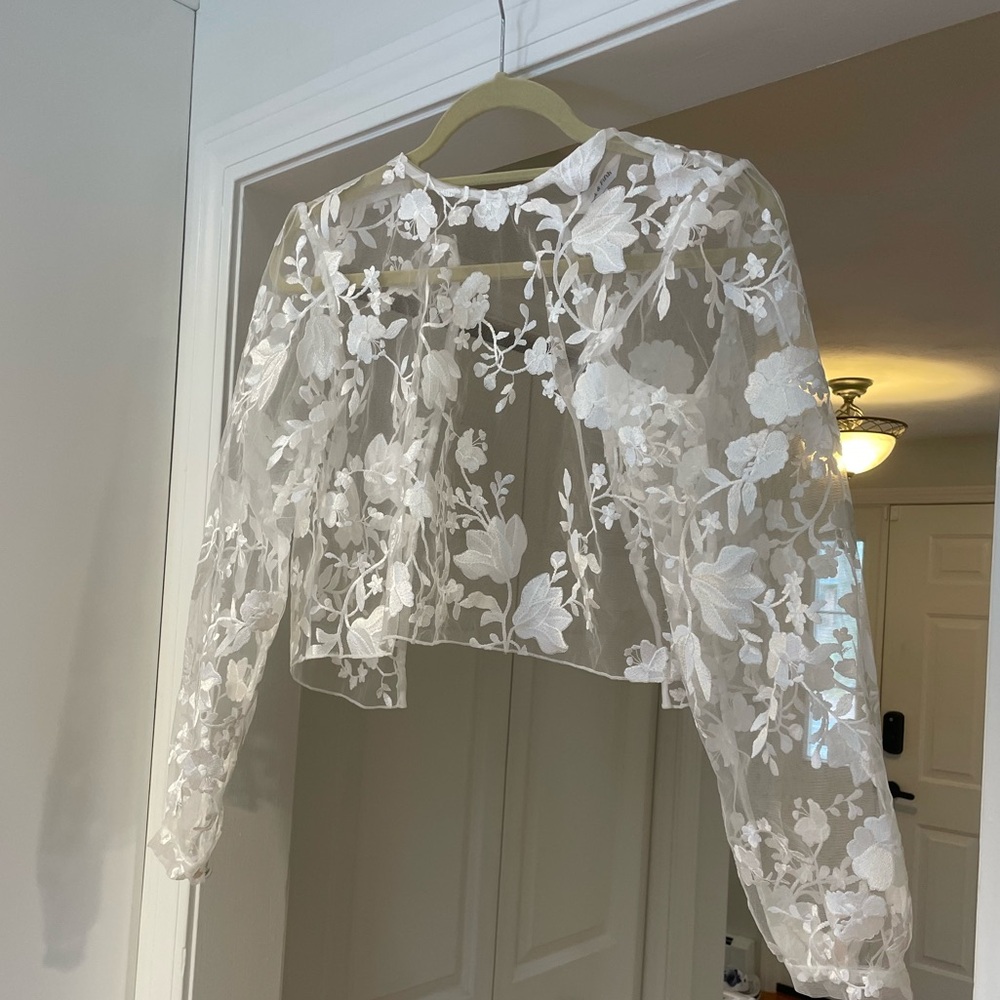 Park & Fifth Sheer White Floral Top
